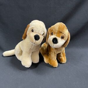 Circus Circus Lot of 2 Dogs Plush Stuffed Animals 7” Each Brown and Beige